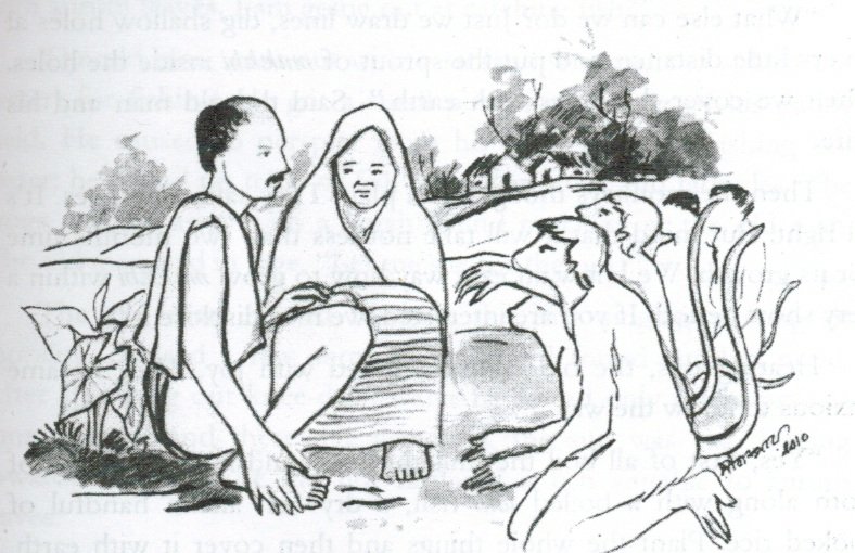 THE OLD MAN AND A GROUP OF MONKEYS